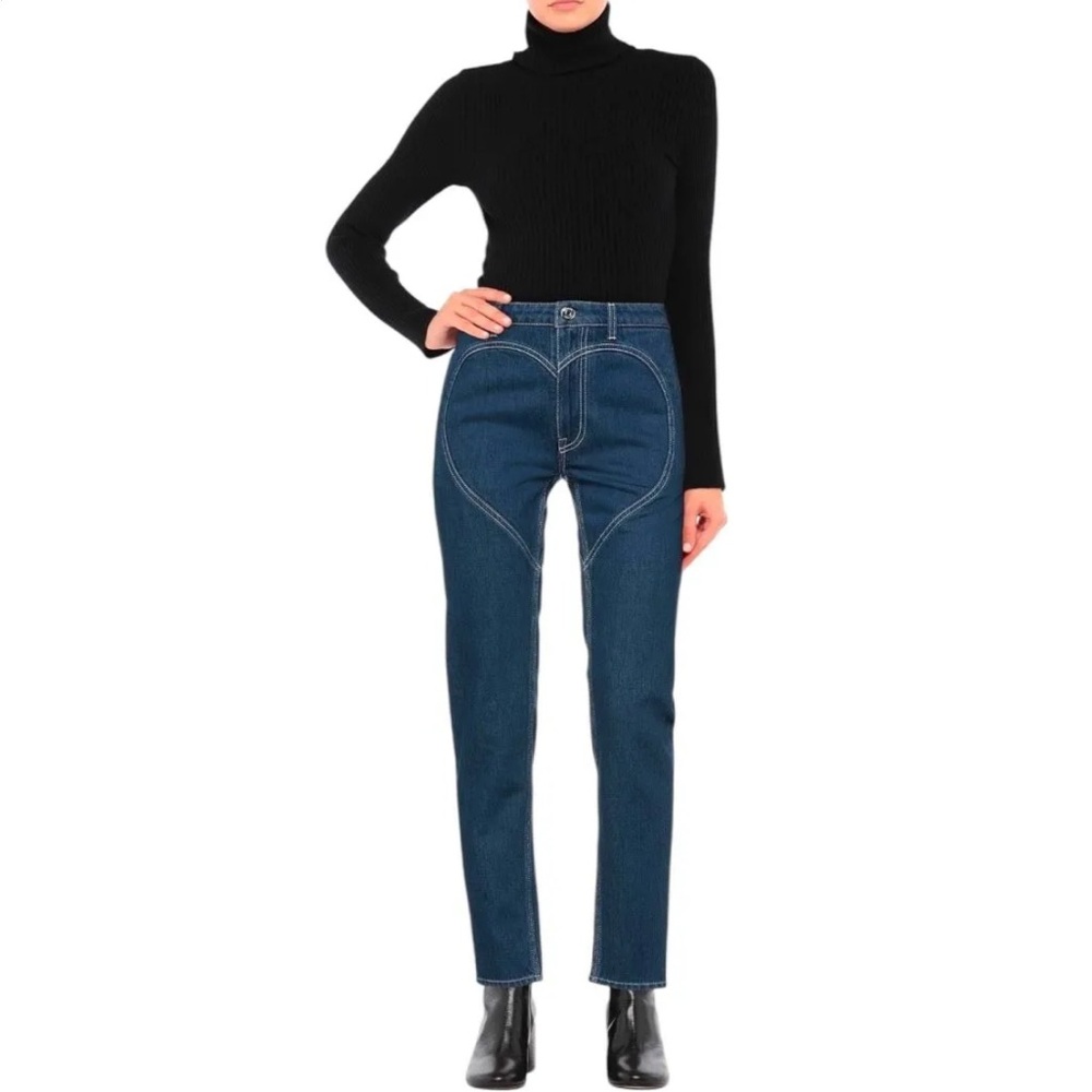 Sz 23W/00 Burberry NWT $660 MSRP Dark Canvas Blue Heart Motif Skinny Jeans